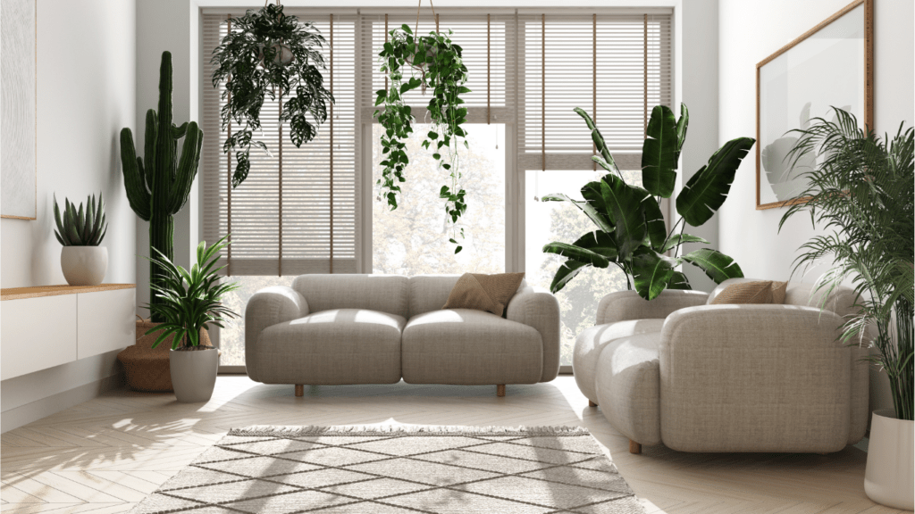 sofa with plants