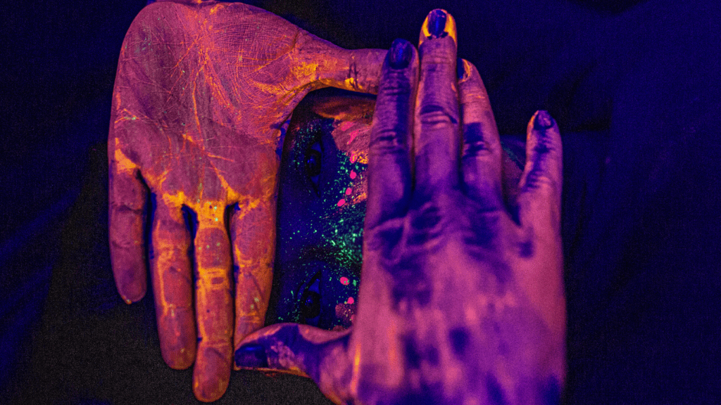 neon on hands